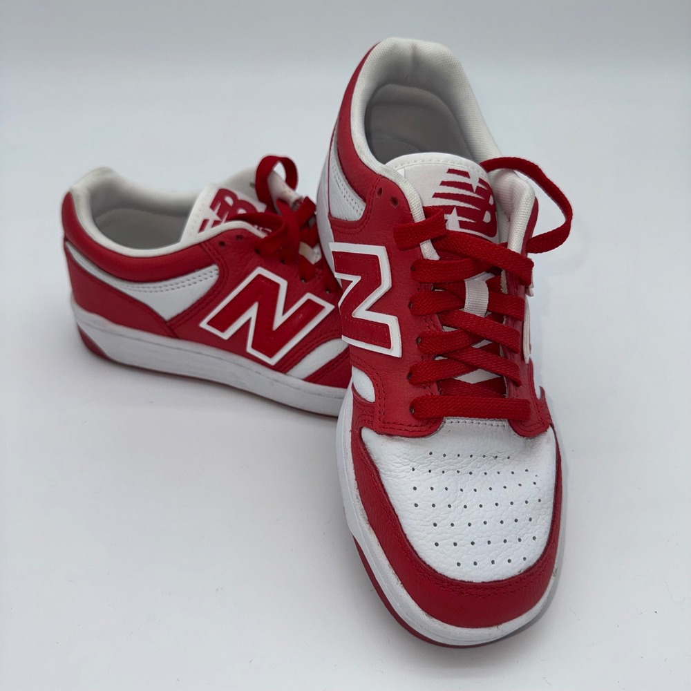 New Balance 480 Low Red White Leather Sneakers BB480LBR Mens 5.5 Basketball‎